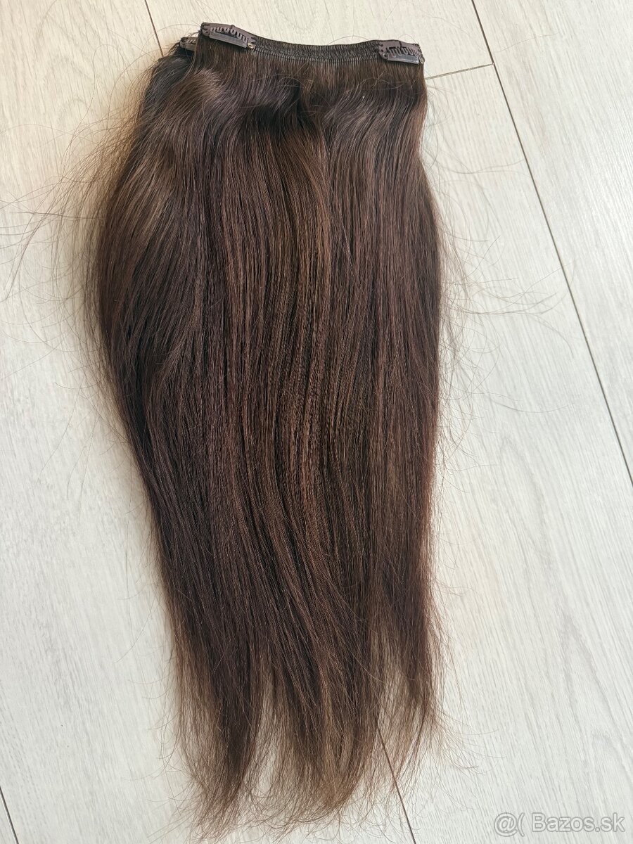 Clip in živé vlasy - hnedá - 2