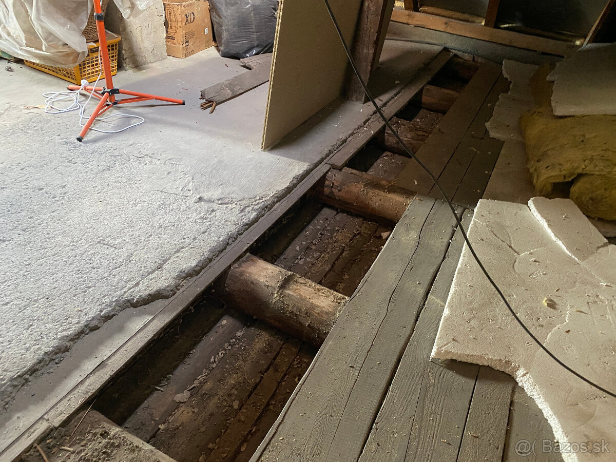 Palach dutý trámový strop výplň dutín fúkaná vata Supafil - 2