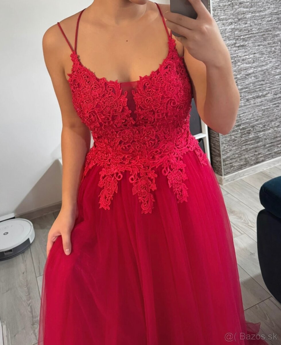 Červené spoločenské šaty 38/M - 2