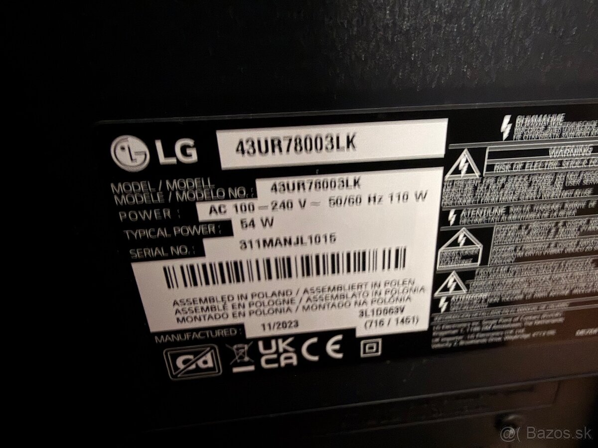 TV LG 43UR78003LK - 2