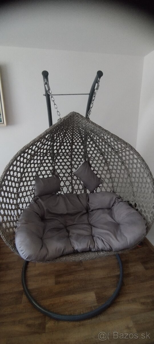 Závesné kreslo pre 2 osoby sivé - 2