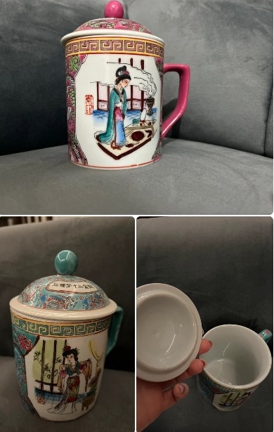 Duo porcelánovych čínskych hrnčekov s viečkom - 2