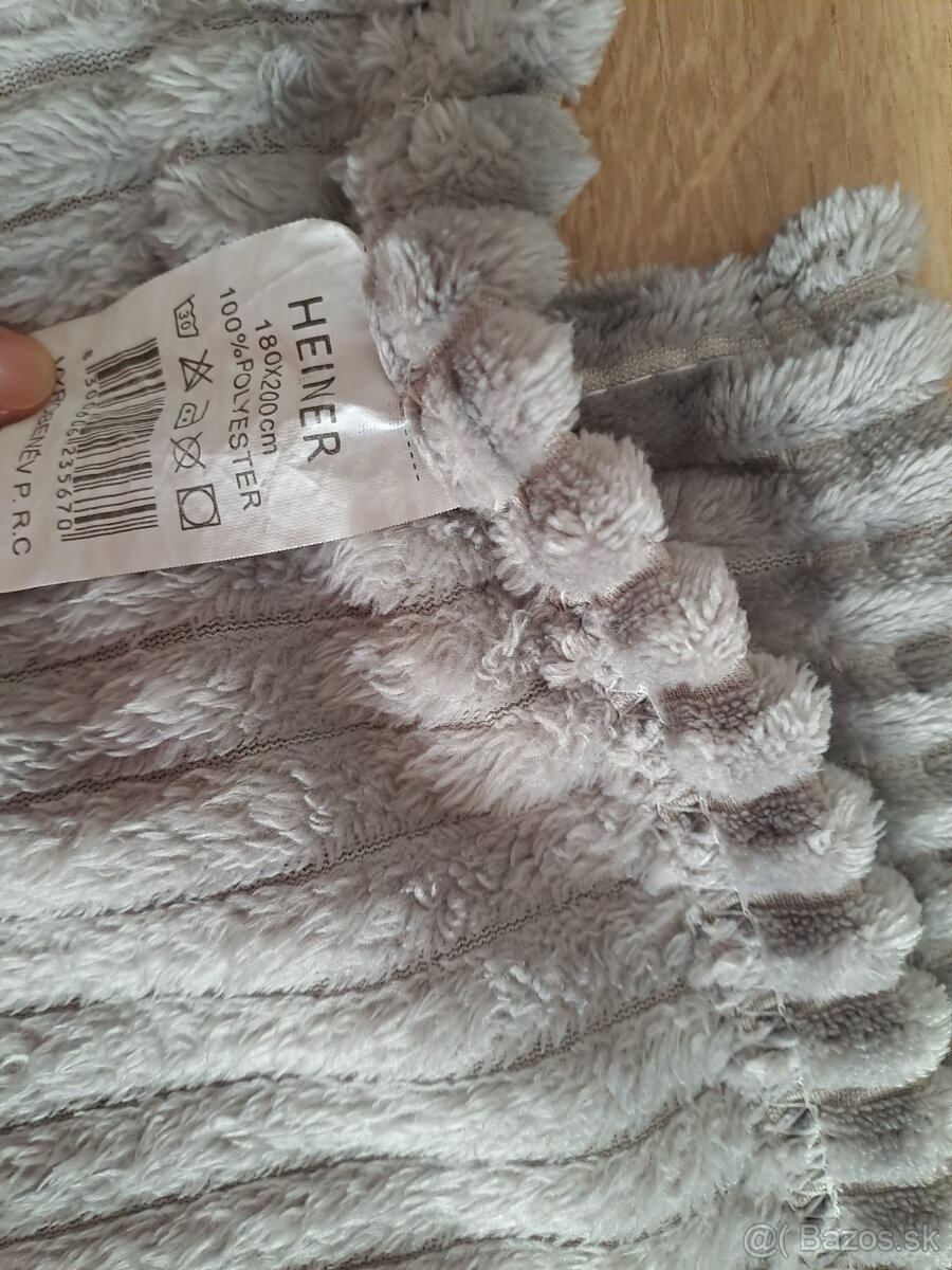 Deky sivé prúškovane teplé 180× 200 cm - 2