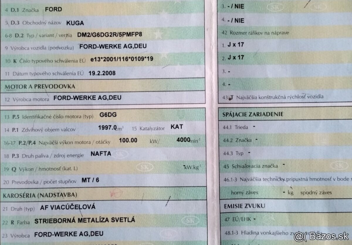 predám MOTOR G6DG FORD KUGA 2.0 TDCI 2008 VODIČOVÉ SVETLO - 2