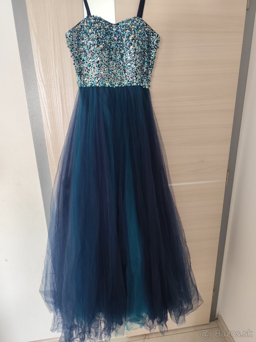 Tmavomodré - tyrkysové šaty - 2