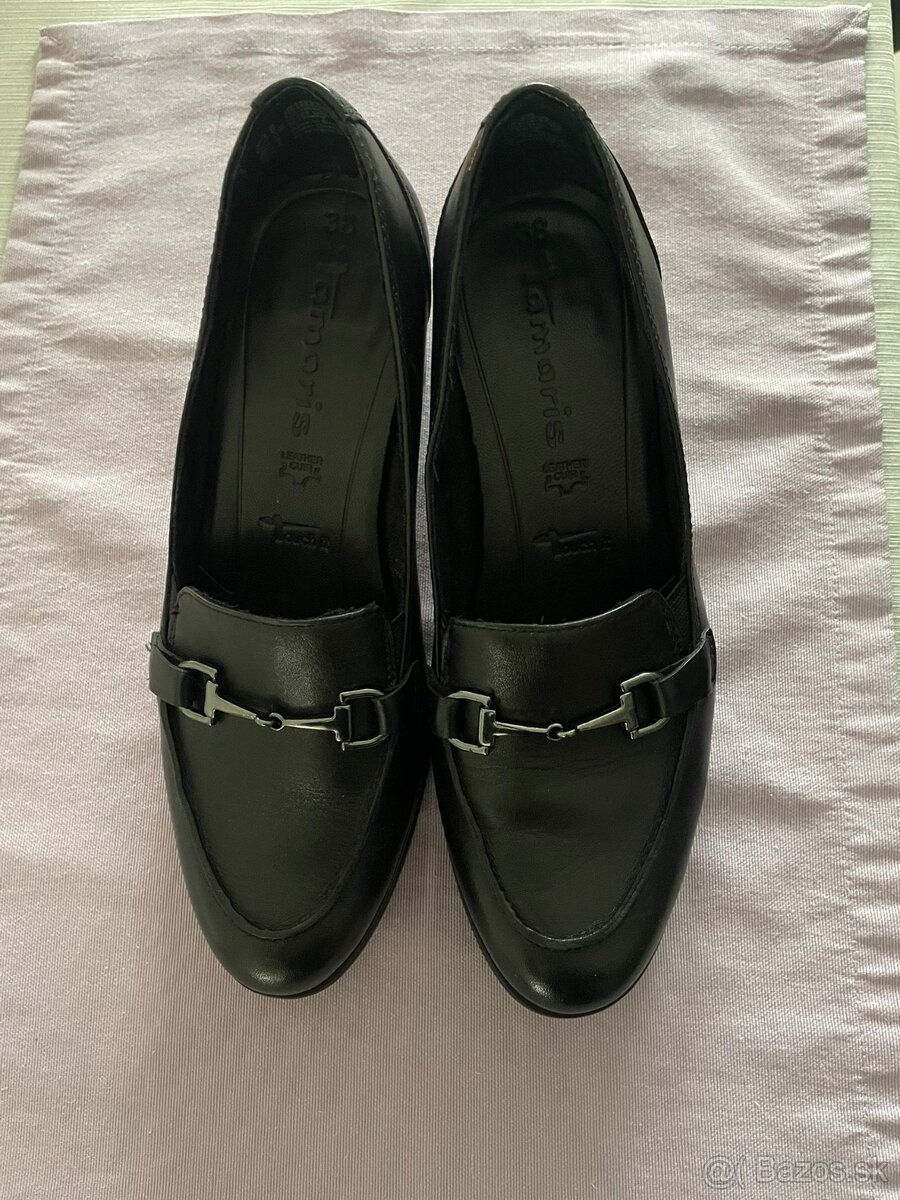 Tamaris dámske kožené poltopánky - čierne, veľ. 38 - 2