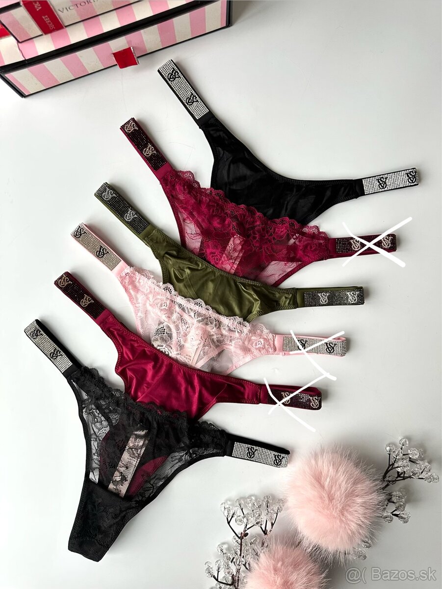 Victoria’s Secret Shine strap tanga nohavičky L - 2