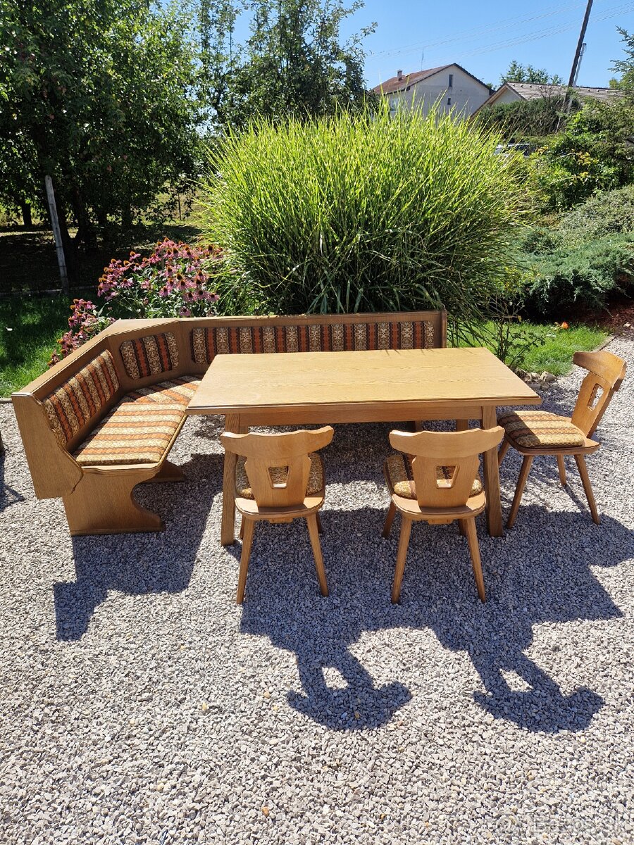 Rohová lavica, jedálenský set - 2