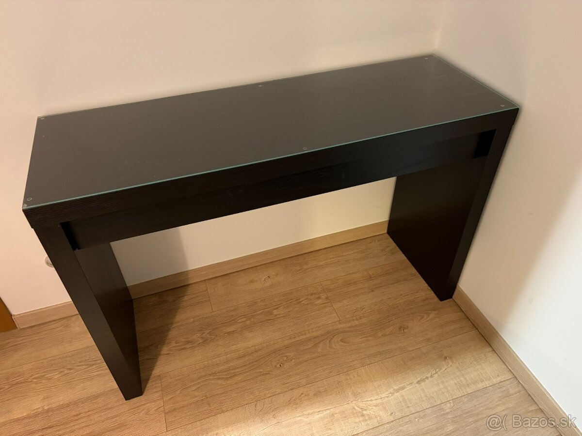 Kozmeticky stolik - tmavo hneda + sklo - 2