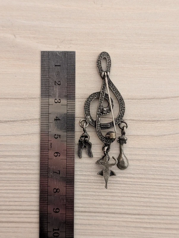 Vintage Hudobná brošňa – husľový kľúč / strieborný dizajn em - 2