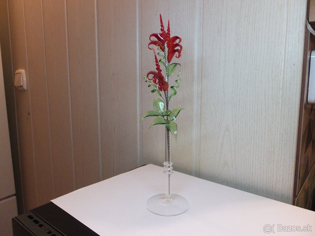 Starožitná krásná skleněná kytička, Jaroslav Brychta ŽBS. - 2