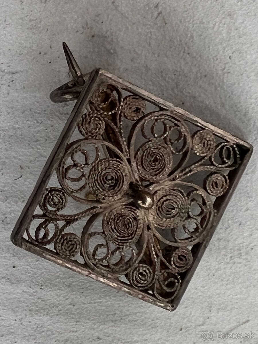 Starozitna strieborna filigrianska brosna - 2