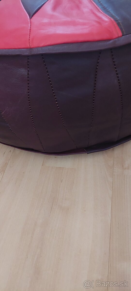 Boho kožený puf taburet NOVÝ - 2