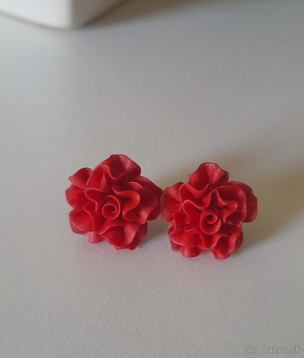 Dámske náušnice handmade kvety a srdiečka, folk - 2