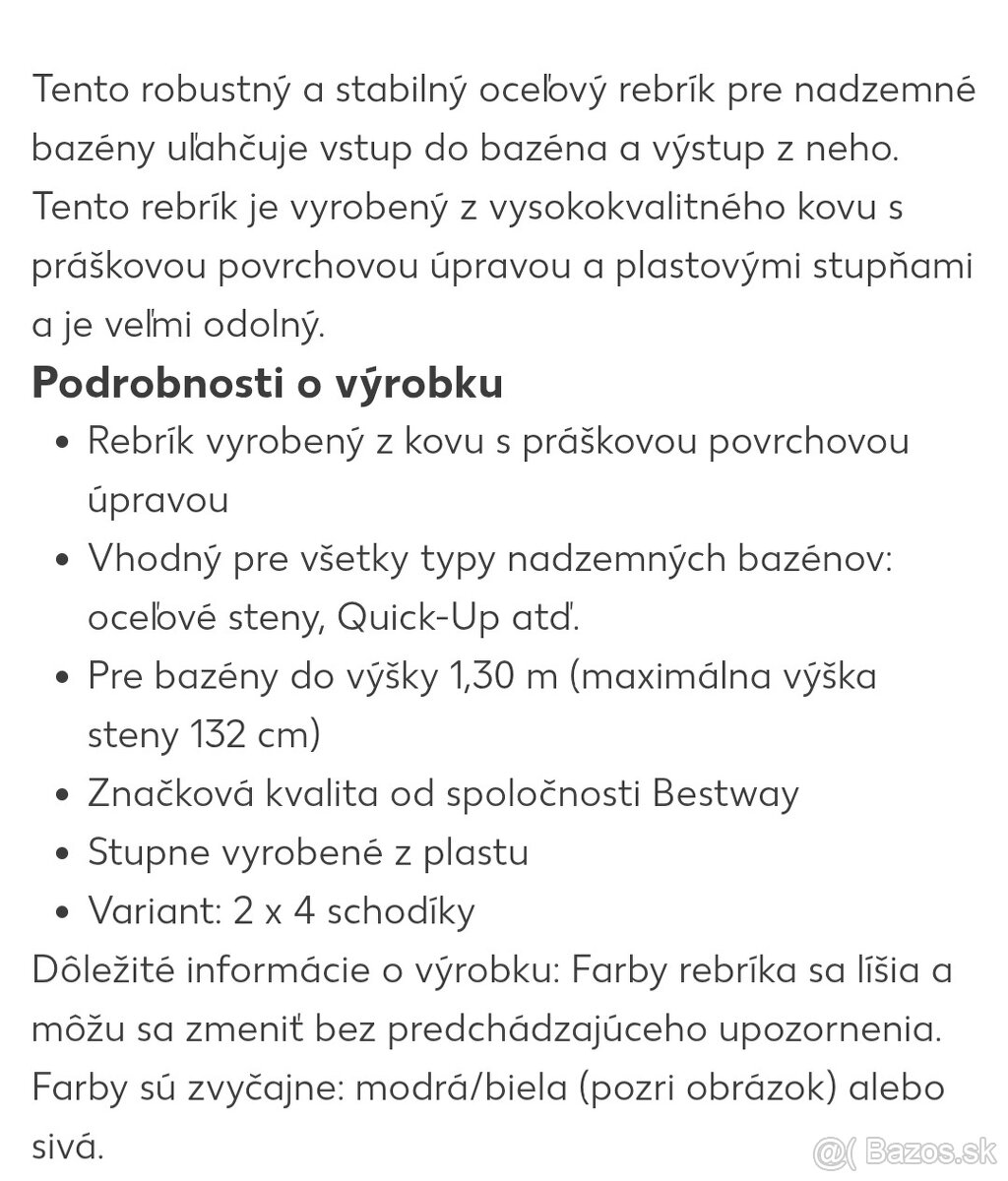Schodíky Bestway - 2