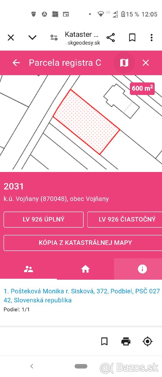 Predam pozemok Vojnany - 2