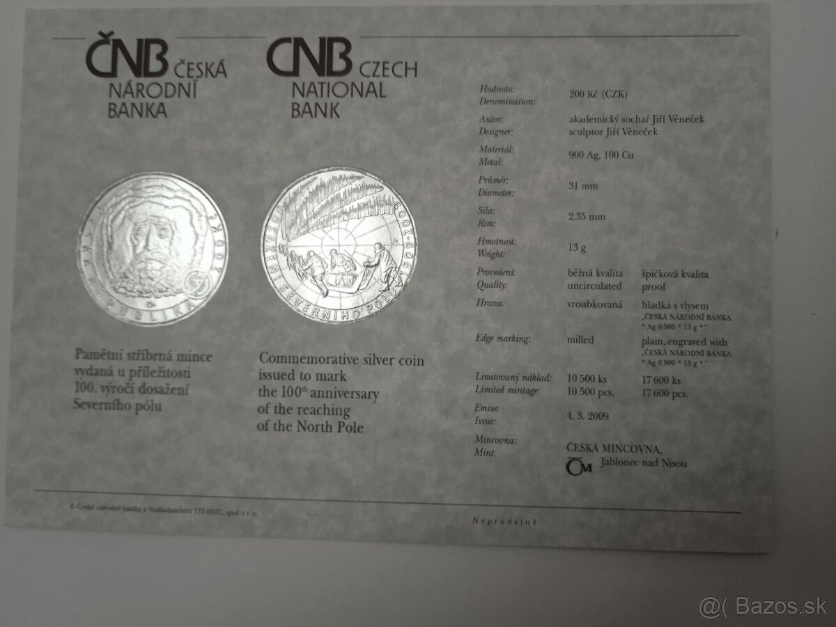 200 Kč - Dosiahnutie Severného pólu 2009 proof. - 2
