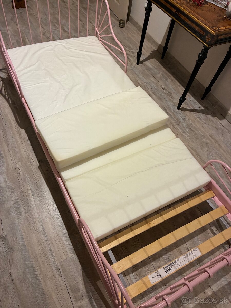 Rastúca detská posteľ s roštom, svetloružová, 80x200 cm - 2