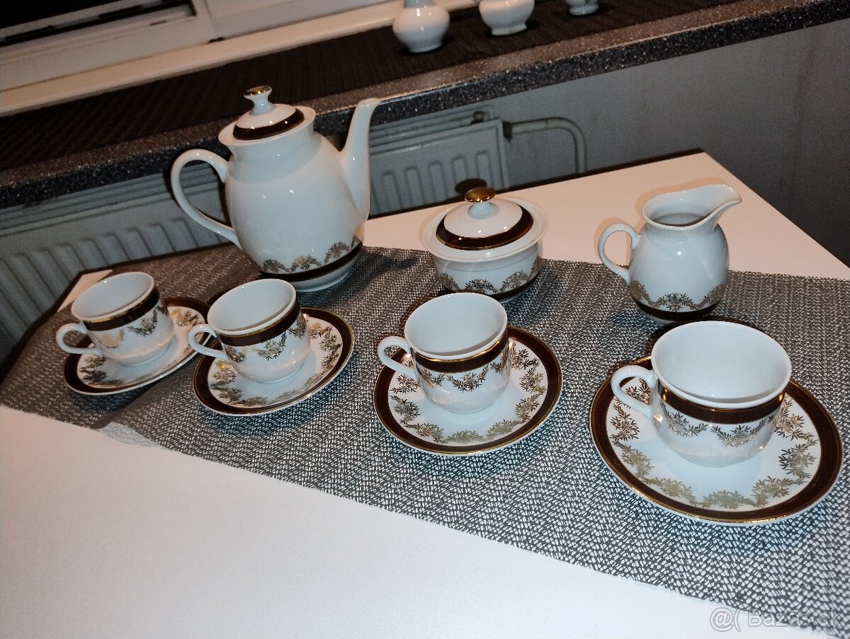 Czechoslovakia ručný práca šálky čajník cukrovnička - 2