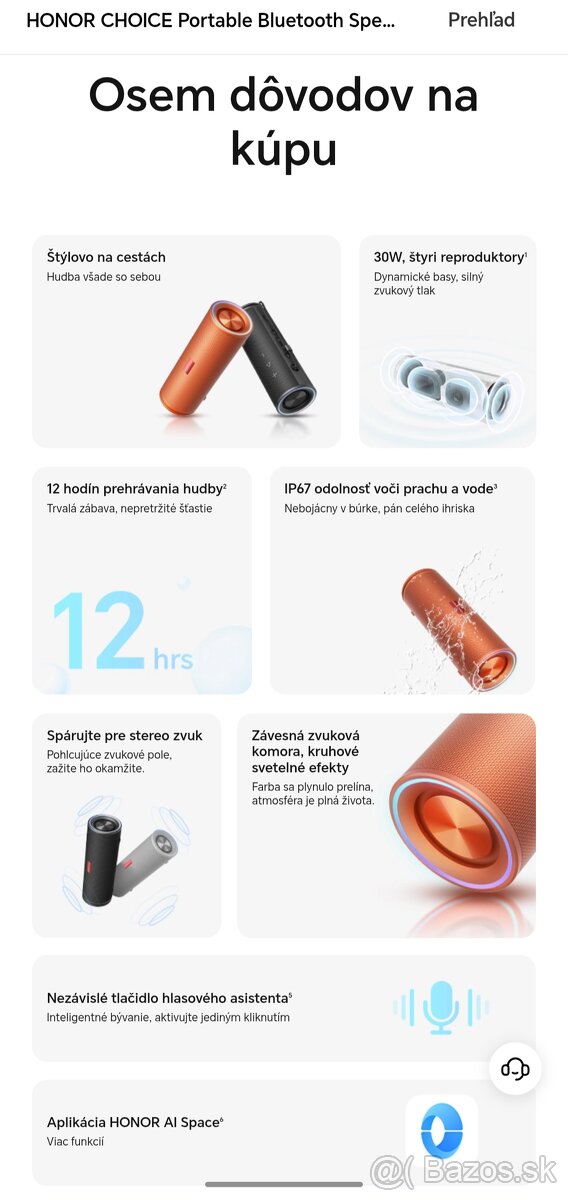 Predám BT bezdrôtový reproduktor Honor Choice - 2