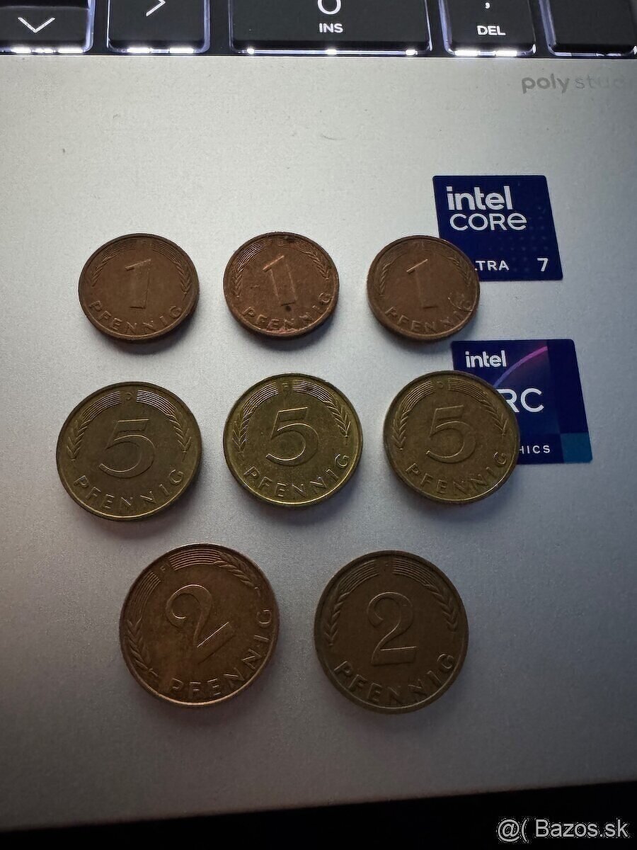 Nemecko - 5 Pfennig 3 ks, 2 Pf. 2 ks, 1 Pfennig 3 ks = 8 ks - 2