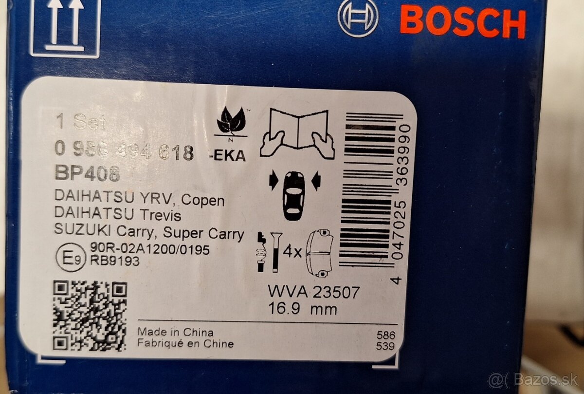 Predné brzdové platničky BOSCH - nové - 2