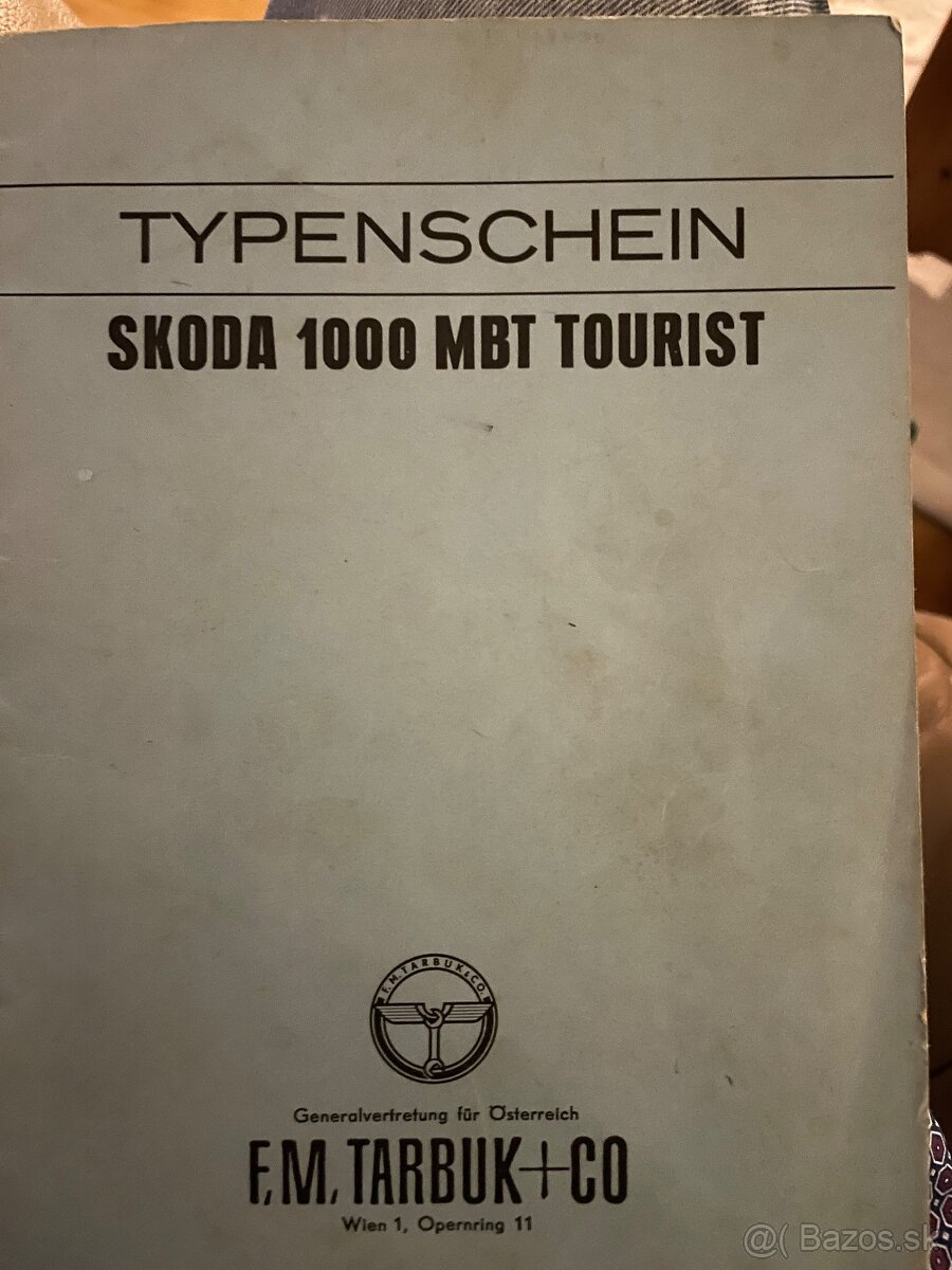 Papiere na Škoda 1000MB - 2