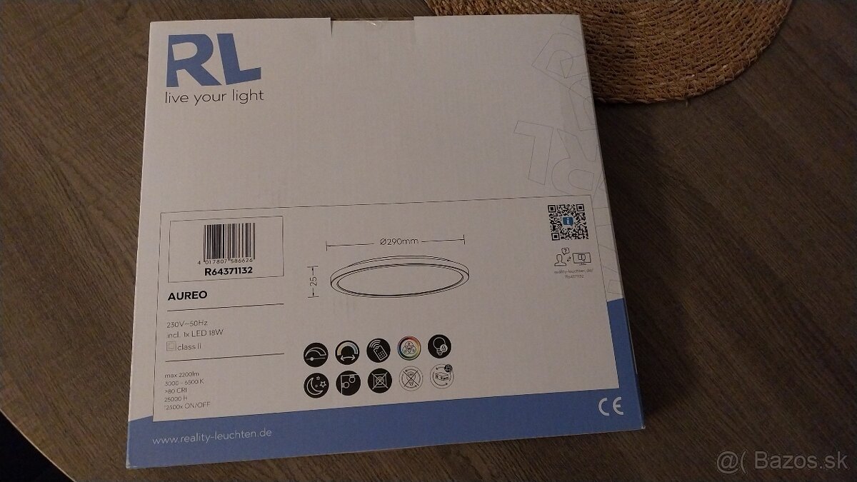 Stropné LED svietidlo Aureo, 18W, 2200lm, 3000-6500K,mat.čie - 2