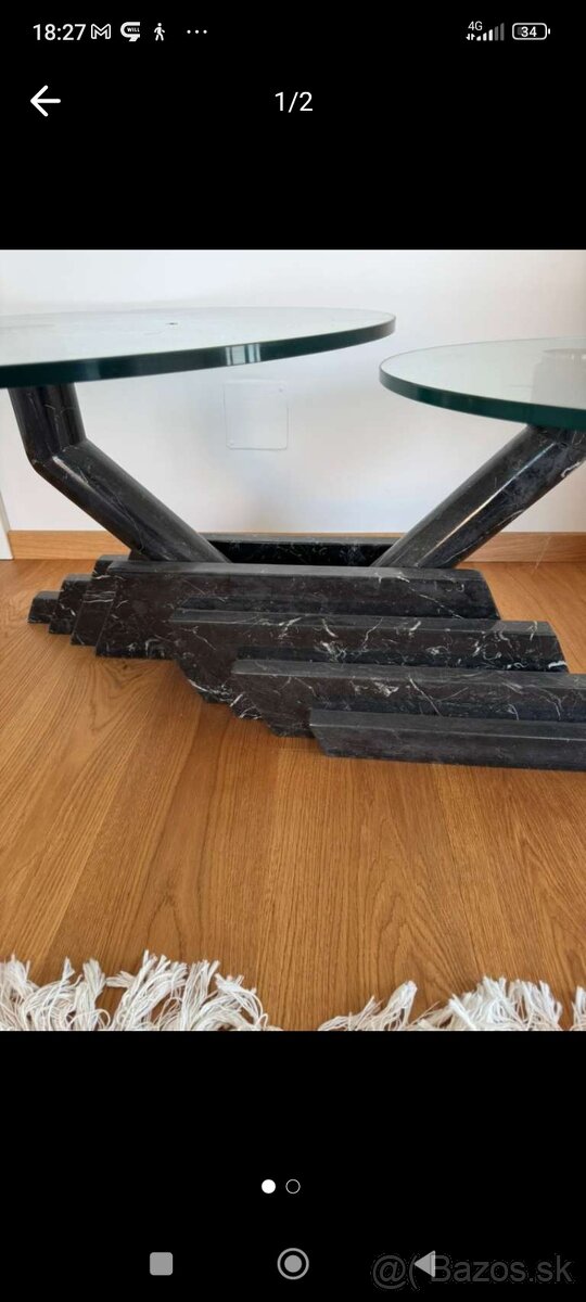 ✨Dizajnový mramorový stolík s tvrdenými sklami✨ - 2