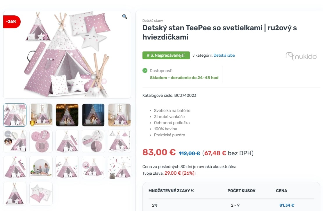 Detský stan TeePee ružový - 2