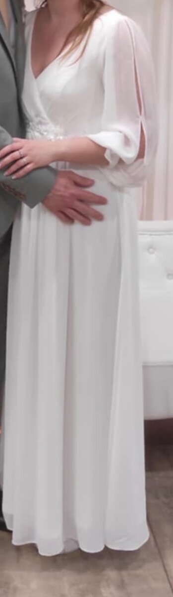 Biele spoločenské dlhé šaty č. 38/40 - 2