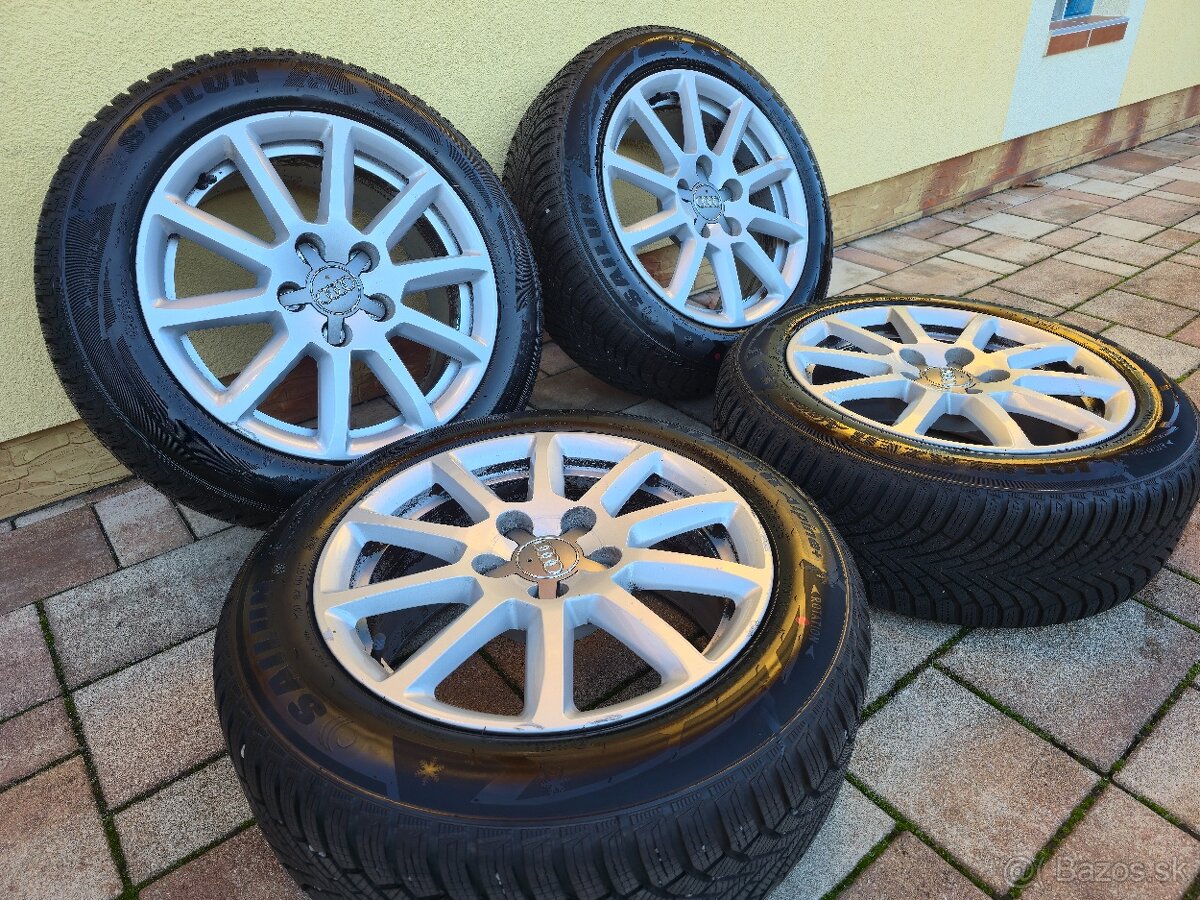 Hliníkové disky Audi 5x112 R16 + zimné pneu 205 55 R16 - 2
