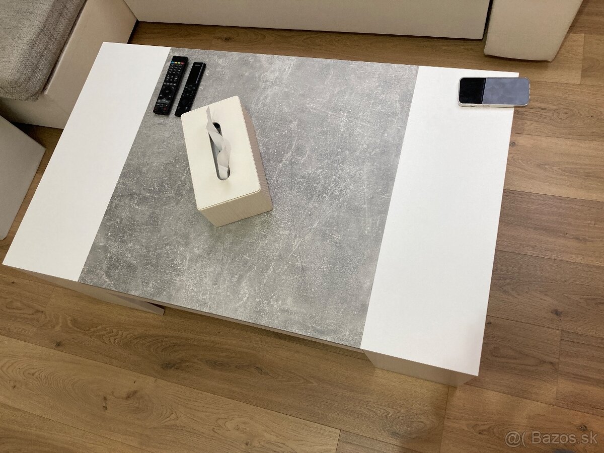 Konferenčný stôl biely a betón - 2