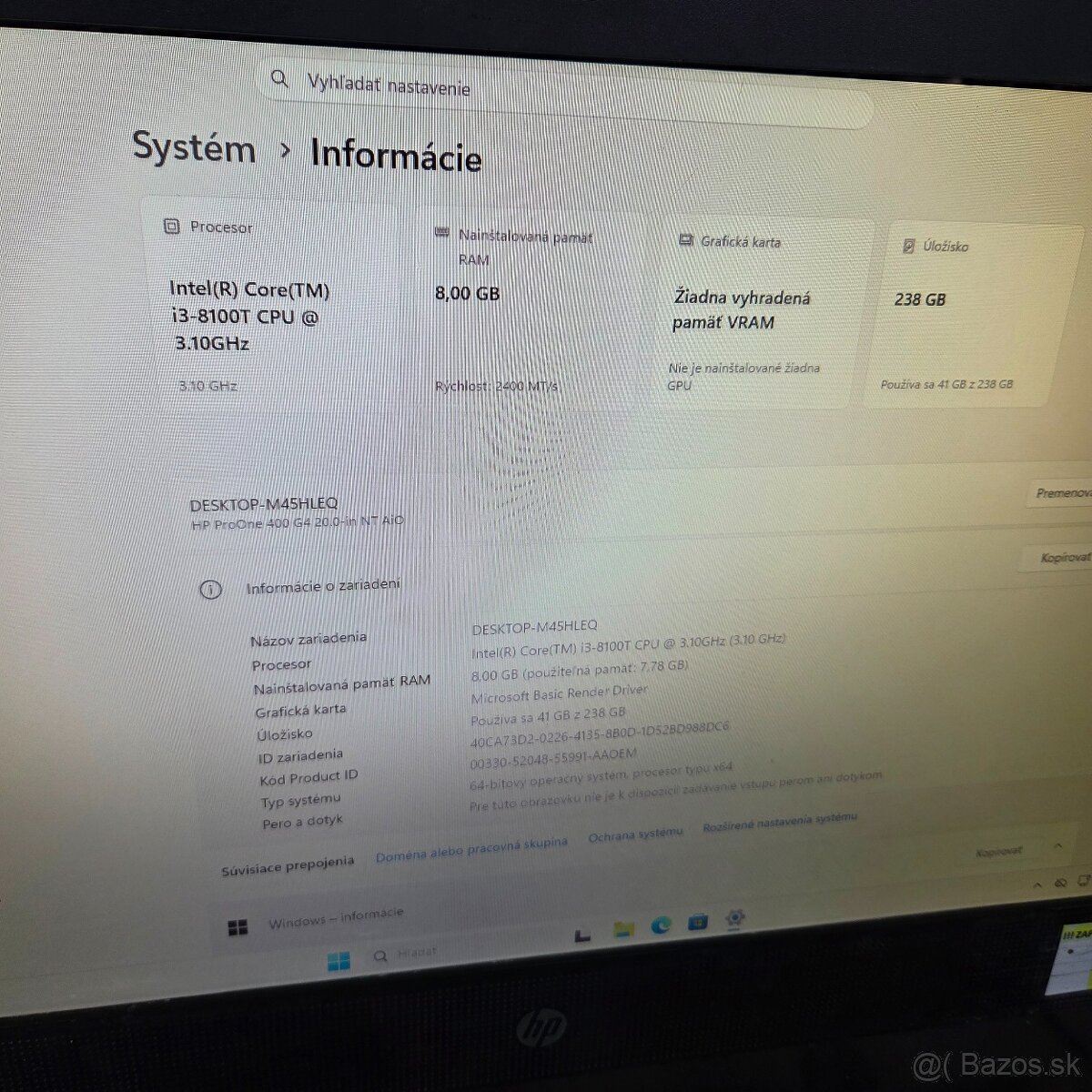 HP ProOne 400 G4 (20") - 2