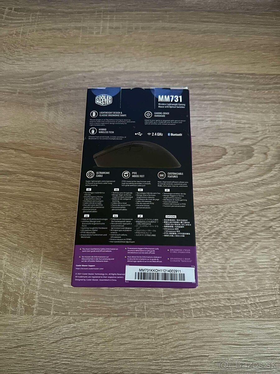 Cooler Master MM731 Bezdrôtová herná myš/ 190 h 19 000 DPI - 2