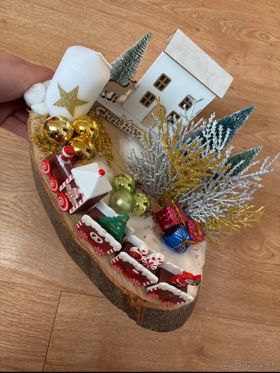 Vianočná dekorácia handmade na dreve - 2