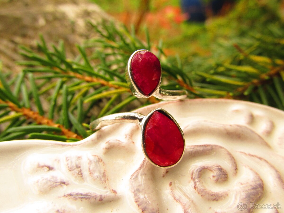 Strieborný prsteň s kameňom Rubín, Ag 925 - 2