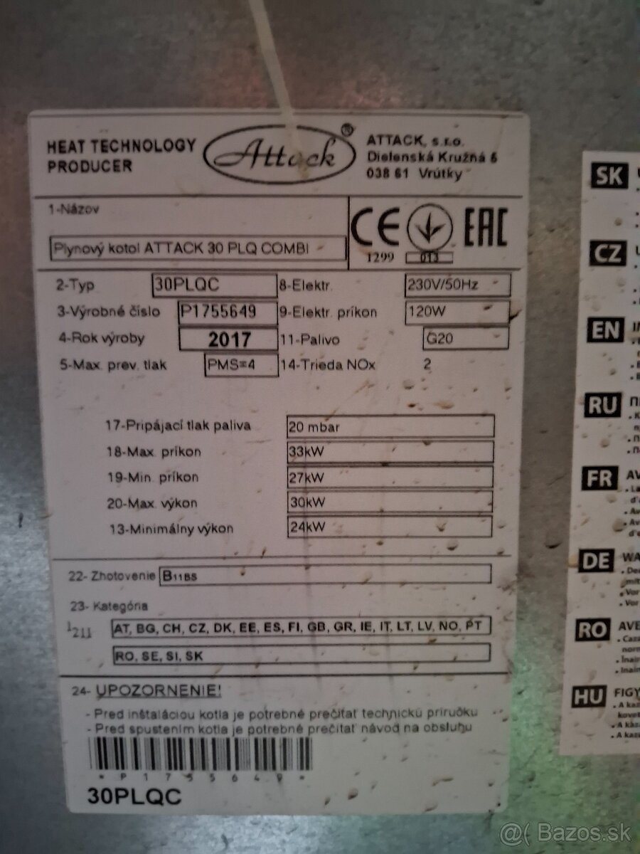 Predám kotel ATTACK 30 kW PLQC - 2
