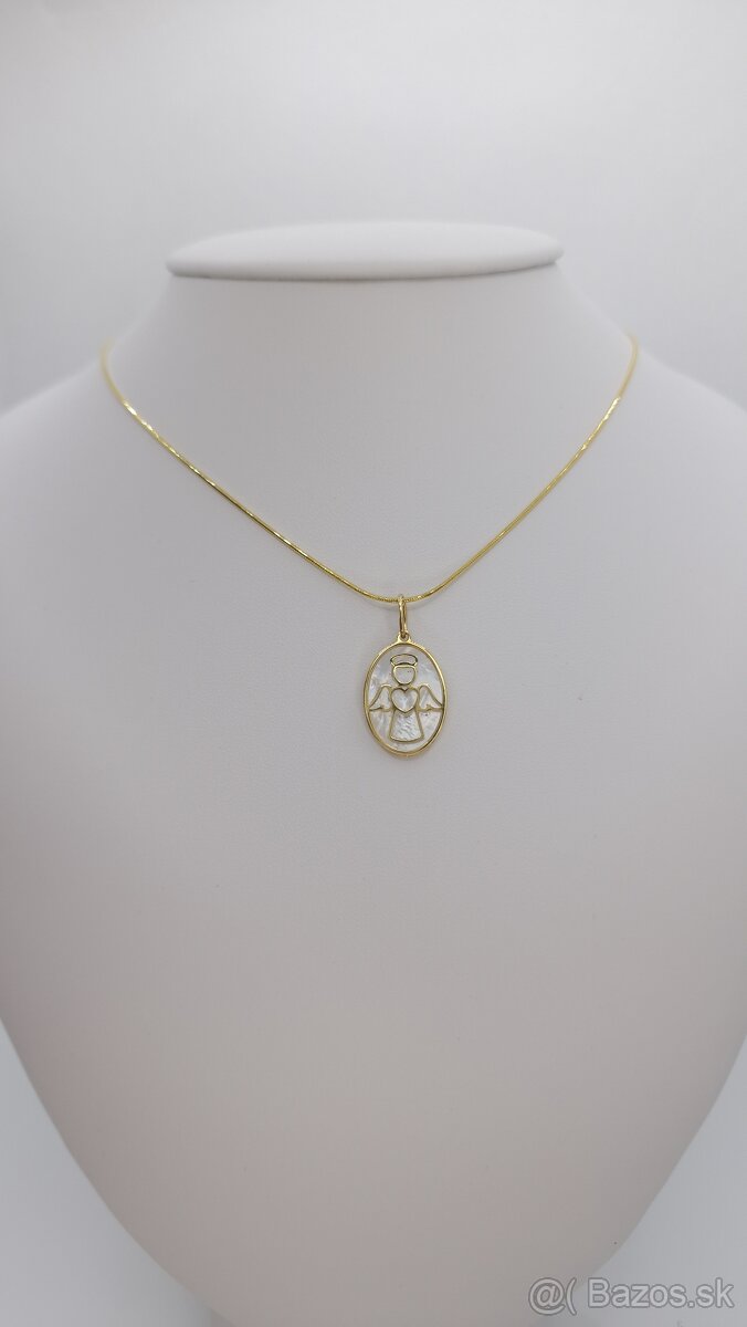 Zlatý náhrdelník lanko s anielikom - 2