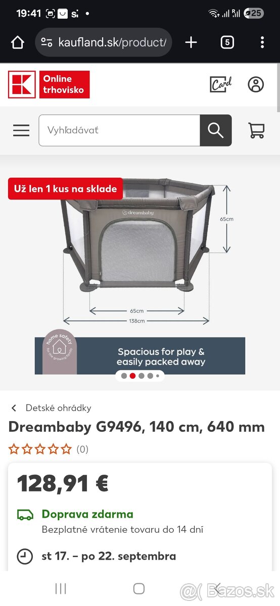 Detska ohrádka Dreambaby G9496, 140 cm, 640 mm - 2