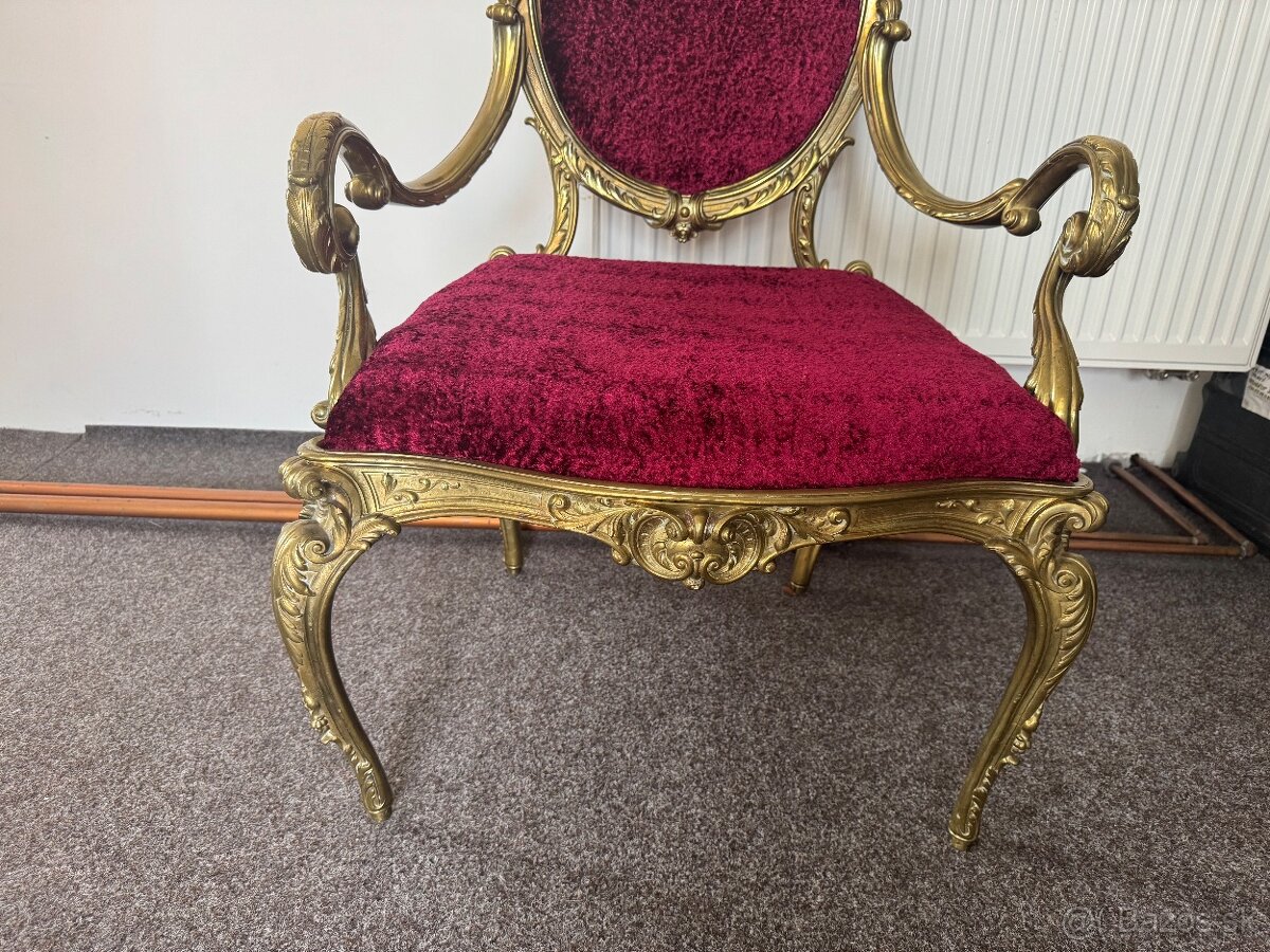 Starožitné křeslo mosazné - 2