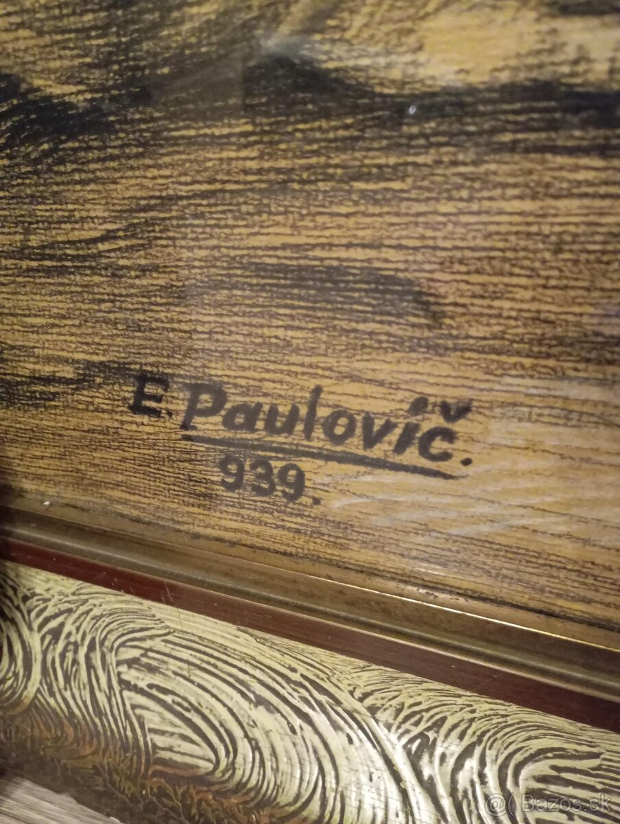 Veľký obraz - E. Paulovič – r. 1939 s pôvodným rámom - 2