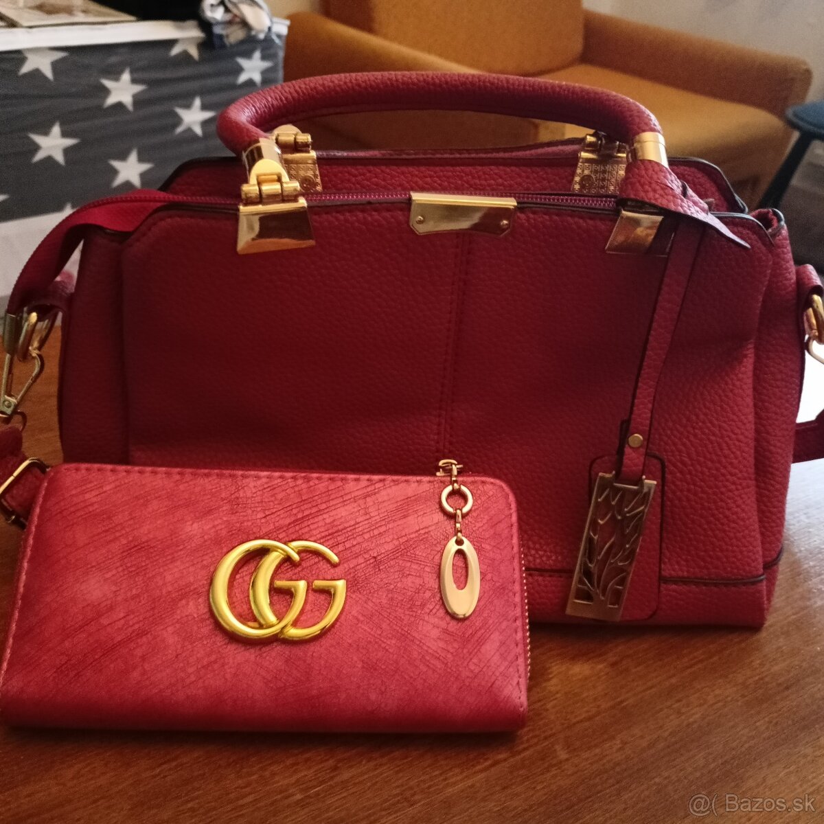 Červená kabelka + červená peňaženka - 2