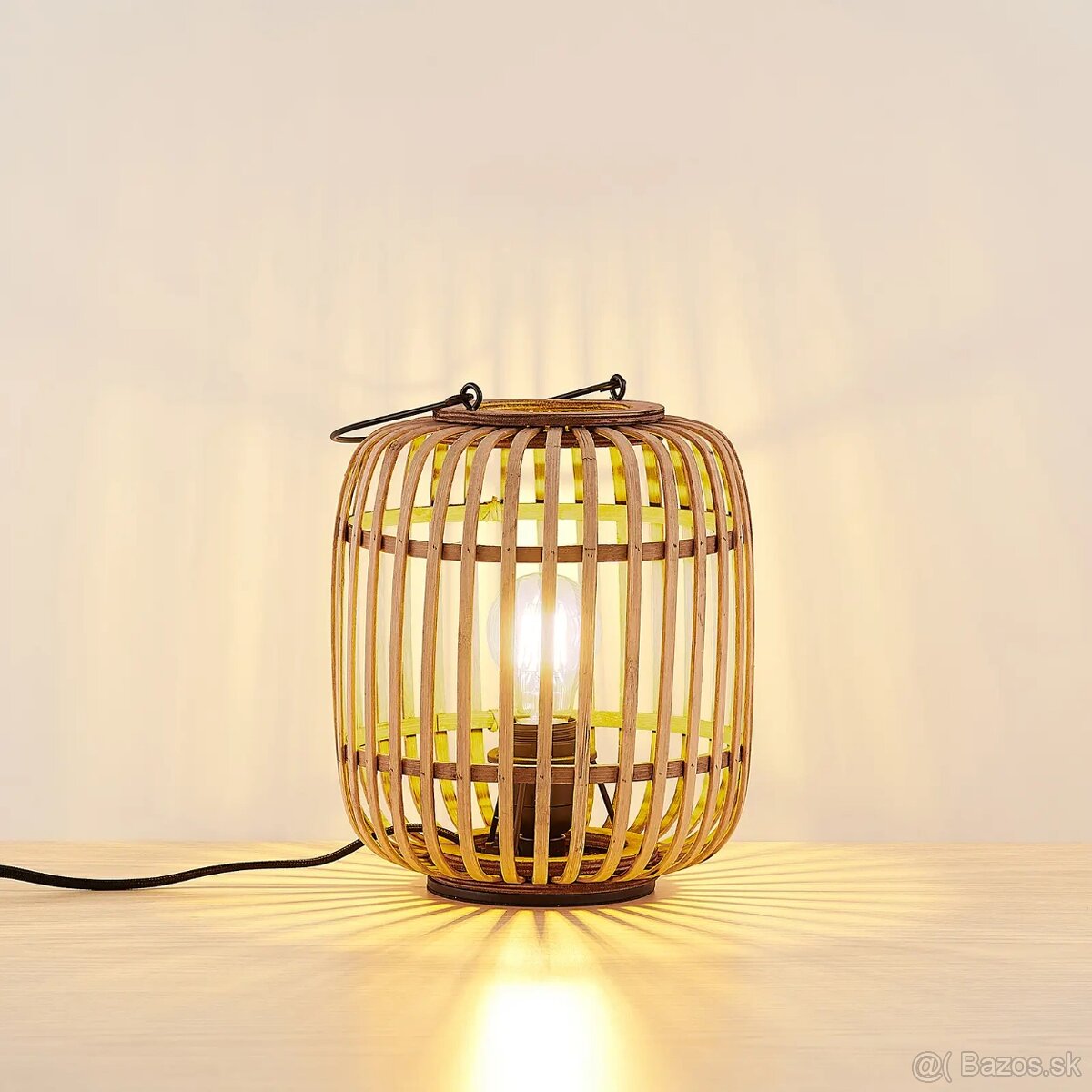 Stolná lampa z ratanu, prírodný Lindby Canyana - 2