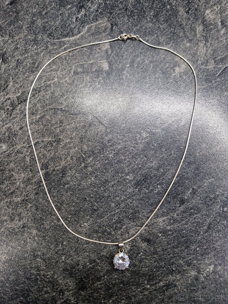 Strieborná retiazka s kamienkom - 2