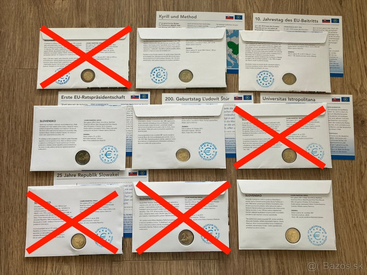 Numizmatické mincové obálky Slovensko - 2 Euro mince - 2