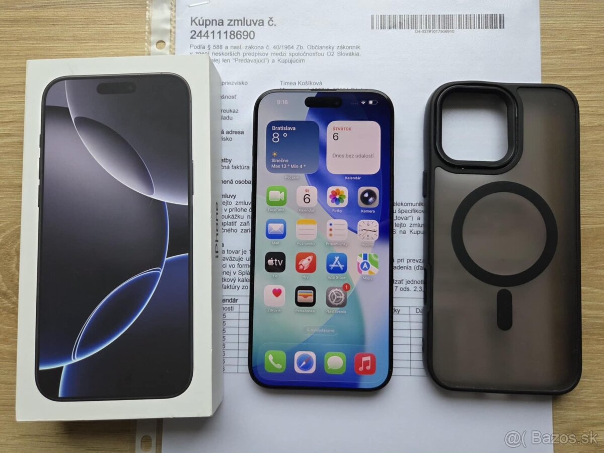 iPhone 16 Pro Max 256 GB čierny titán,top, zaruka do 12/2026 - 2