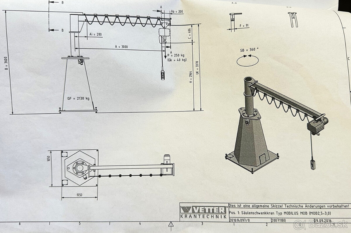 Jeřáb otočný VETTER s ABUS 250 kg - 2