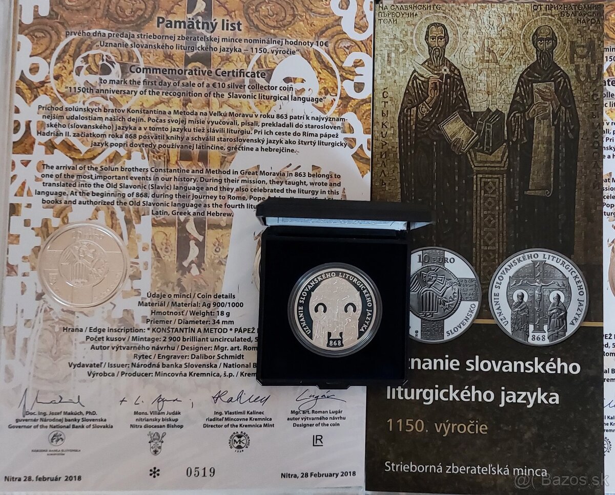 10 euro 2018 Liturgický jazyk proof+pl - 2