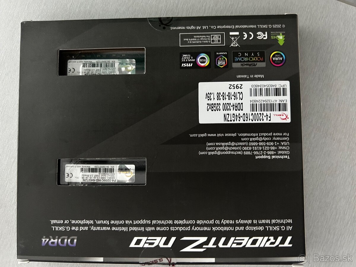 Gskill tridentZ neo 2x32gb 3200mhz CL16 DDR4 - 2
